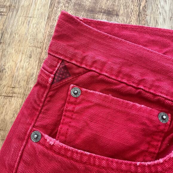 Denim & Supply Ralph Lauren Slim Jeans Mens 36x32 Red Denim Distressed Dyed - Picture 5 of 16